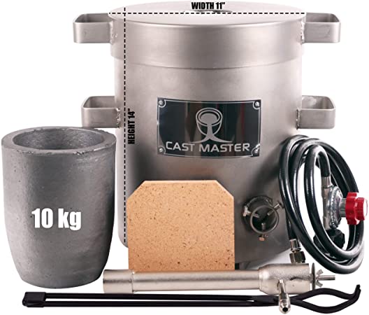 USA Cast Masters 10 - 12 KG LARGE CAPACITY Propane Furnace DELUXE KIT with Crucible and Tongs Kiln Smelting Gold Silver Copper Scrap Metal Recycle 10KG KILOGRAM