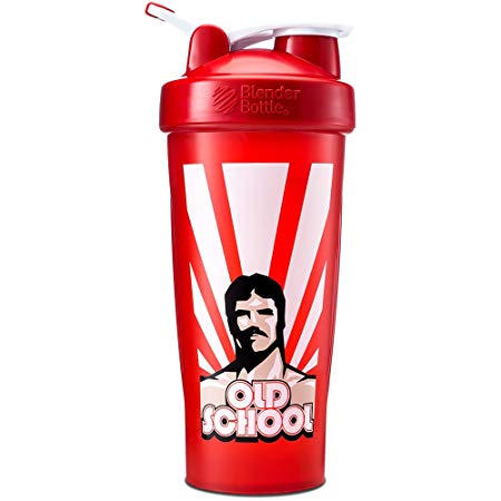 Old School Labs BlenderBottle 28oz Shaker - Silky Smooth Protein Shakes Even When the Power’s Out, Prevents Embarrassing Protein Mustaches, Fights Zombies - BPA-Free - Old School Red