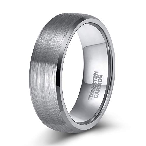 Shuremaster 4mm 6mm 8mm Tungsten Rings for Men Women Engagement Wedding Band Brushed Black/Blue/Silver Comfort Fit Size 4-15