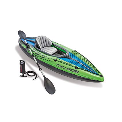 Intex Challenger K1 Kayak, 1-Person Inflatable Kayak Set with Aluminum Oars and High Output Air Pump