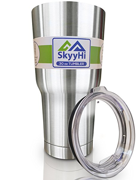 SkyyHi Premium 30 oz Stainless Steel Tumbler - 36 Hr Ice Cold Tumbler - Insulated Tumbler with Double Wall Vacuum - Travel Insulated 30 oz Tumbler Coffee Mug & Cooler Cup (handle sold separately)