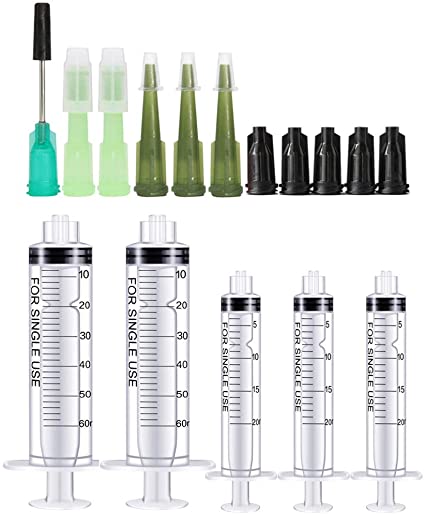 BSTEAN Plastic Syringe Pack with Needles and Caps for Pet Feeding, Lab Measurement and Household Multiple Uses Tools
