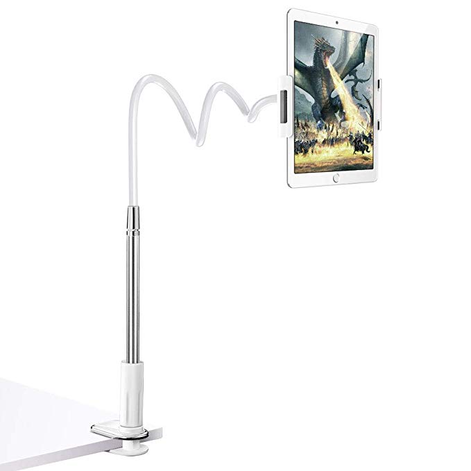 ESR Flexible Lazy Phone Holder with Adjustable Gooseneck, Versatile Clamp and 360° Rotating Bracket, Universal Tablet Mount Phone Stand for Desk/Bed (Silver)