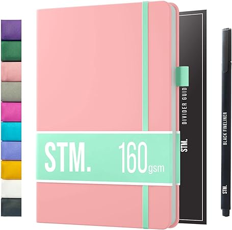 Scribbles That Matter B5 Dotted Journal Notebook 150 Pages Dot Grid Bullet Journal Vegan Hard Cover 160gsm Dotted Notebook Bleedproof thick paper with Free Pen for Work (7 x 10) inches, Pastel Pink