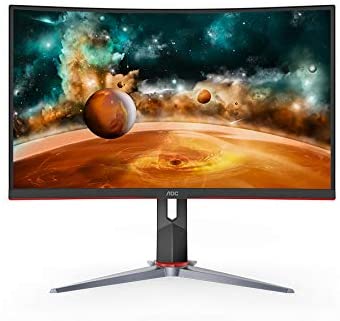 AOC CQ27G2 27" Super Curved Frameless Gaming Monitor QHD 2K, 1500R Curved VA, 1ms, 144Hz, FreeSync, Height Adjustable, 3-Year Zero Dead Pixel Guarantee