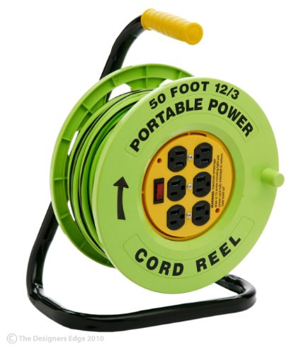 Designers Edge E-238 Power Stations 12/3-Gauge 50-Foot Cord Reel with 6 Outlets