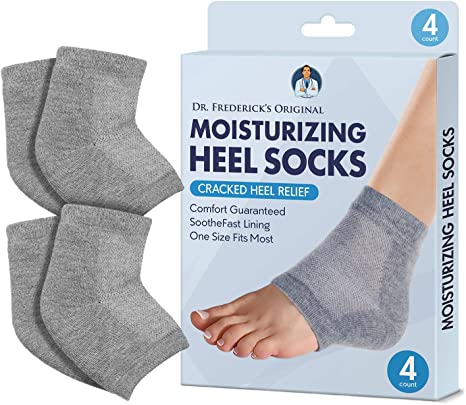 Dr. Frederick's Original Moisturizing Heel Socks for Cracked Heel Treatment - 2 Pairs - Stop Cracked Heels in Their Tracks