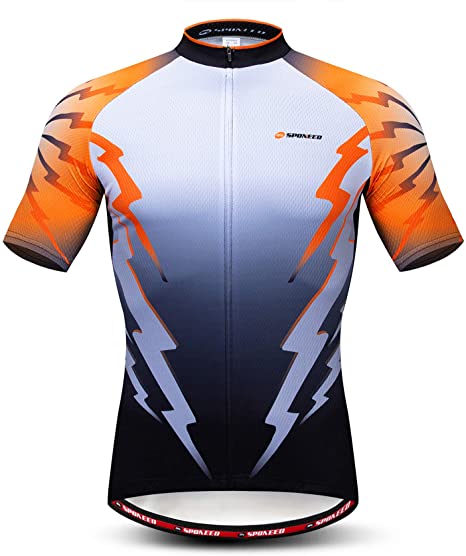 sponeed Men's Cycling Jerseys Tops Biking Shirts Short Sleeve Bike Clothing Full Zipper Bicycle Jacket with Pockets