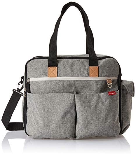 Skip Hop Weekender Travel Diaper Bag Tote with Matching Changing Pad, Duo Signature, Grey Melange