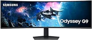 Samsung Ecran PC Odyssey G9 49’’ 240Hz , 1ms, Dalle VA Incurvée 1000R, Résolution DWQHD: 5120x1440, 2500:1, AMD FreeSync Premium Pro, Auto Source Switch , HDR1000 et HDR10, Pied Ajustable, DisplayPort