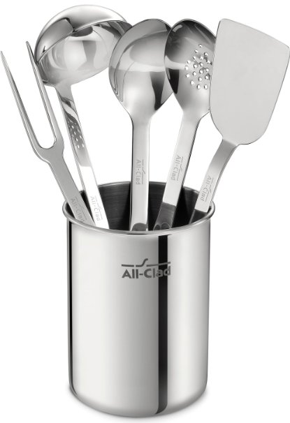 All-Clad TSET1 Stainless Steel Kitchen Tool Set Caddy Included 6-Piece Silver