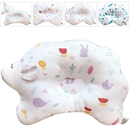 Organic Cotton 3D Air Mesh Baby Pillow, Protection for Flat Head Syndrome: Cloud Lamb-Little Forest (Dreaming)