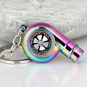 Maycom® Creative Spinning New Charming Neo Rainbow Turbo Turbocharger Keychain Key Chain Ring Keyring Keyfob,make Whistle Sound