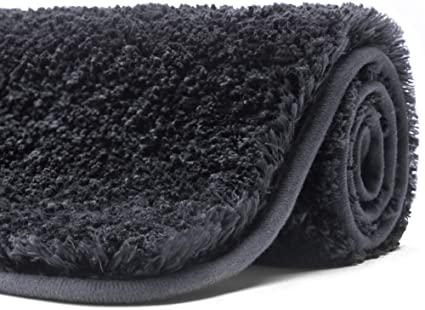 Poymecy Bathroom Rug Non Slip Soft Water Absorbent Thick Large Shaggy Floor Mats,Machine Washable,Bath Mat (Grey,59x20 Inches)