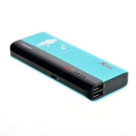 XILLIE [FCC Verified] 10400 mAh Smart Power Bank, [ Input: 5V/2A, Output 5V 1Amp 2.4Amp] Dual USB Portable Power Charger for iPhone 4,4S,5,5S,5C,6,6Plus,iPad Etc. Blue/Black 8002