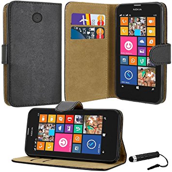 Case Collection® Premium Quality Leather Book Style Wallet Flip Case Cover With Credit Card & Money Slots For Nokia Lumia 635