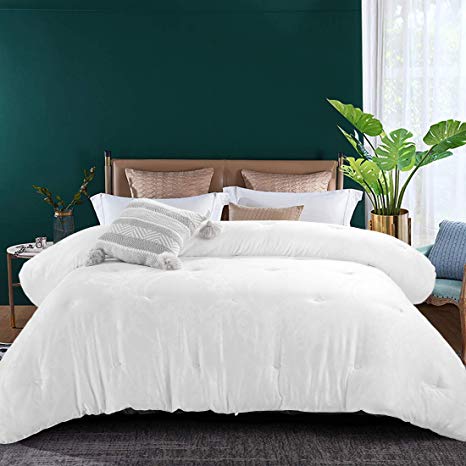 SOPAT Modal All Season Soft King Size Quilted Down Alternative Comforter Reversible Duvet Insert Winter Warm Fluffy Hotel Collection, White,102 by 90 Inch