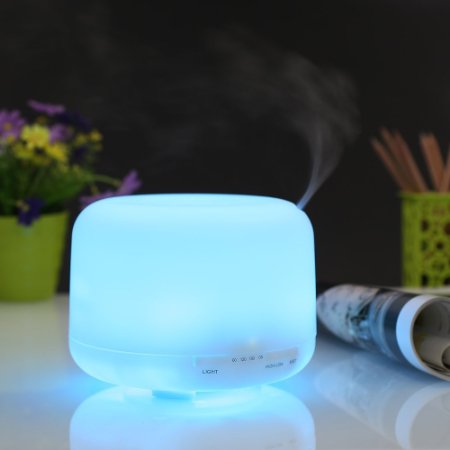 Deckey 500ml 7 Colors Changing Ultrasonic Humidifier/ Mini Columnar Anion Aroma Diffuser/ Electric Essential Oil Fragrance Machine/ Cool Mist/ Auto Off/ Quiet/ Aromatherapy for Household Use (500ml)