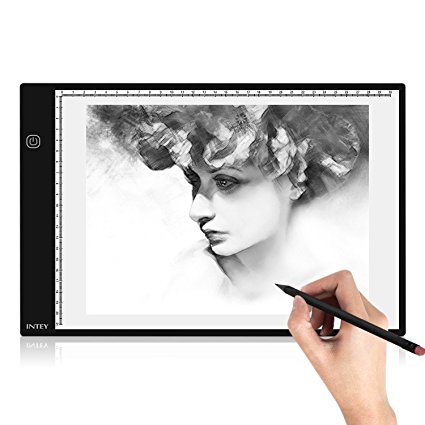 INTEY Ultra-Thin Tracing Light Box (A4 Size)LED Adjustable Brightness Micro USB Power Input Artcraft Tracing Light Pad For Drawing, Sketching, Animation, Tattoo (9.4x14 Inch)