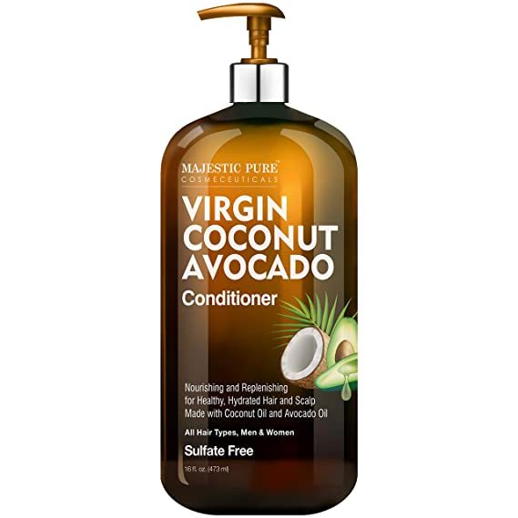 Majestic Pure Avocado Coconut Conditioner - Vitamin Enriched Gentle Hair Conditioner Formula Nourishes Dry & Damaged Hair - for Daily Use, Sulfate Free, for All Hair Types, Men & Women - 16 fl. oz.