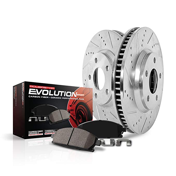 Power Stop K6779 Front Brake Kit with Drilled/Slotted Brake Rotors and Z23 Evolution Ceramic Brake Pads