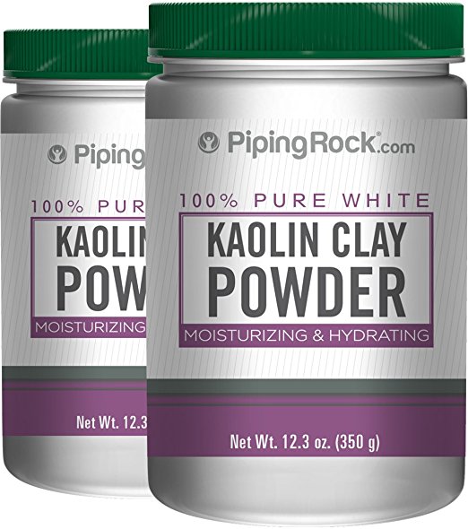 Piping Rock Kaolin Clay Powder 100% Pure White 2 Bottles x 12.3 oz (350 Grams)