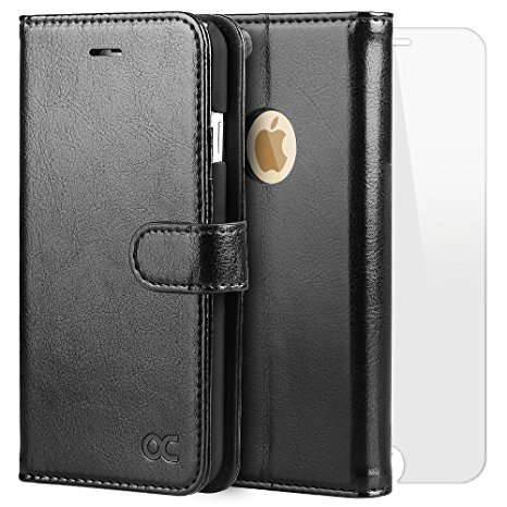 OCASE iPhone 6 Plus Case iPhone 6S Plus Case [Screen Protector Included] Wallet Leather Case For Apple iPhone 6 Plus / 6S Plus Devices - Black