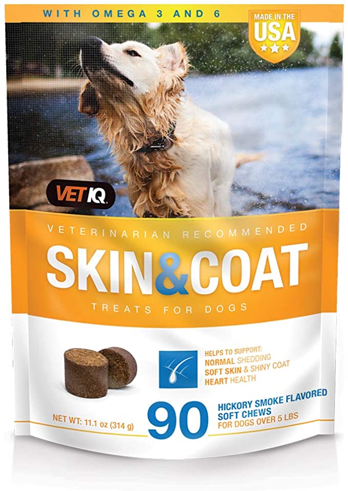 VETIQ Skin and Coat Support Supplement for Dogs, Soft Chews 90Ct, 11.1oz