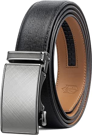 Zitahli Belt Men, Ratchet Belt Dress with 1 3/8" Premium Leather,Slide Belt with Easier Adjustable Automatic Buckle