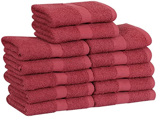 GOLD TEXTILES Cotton Salon Towels (12-Pack,Burgundy,16x27 inches) - Soft Absorbent Quick Dry Gym-Salon-Spa Hand Towel (100% (Burgundy)