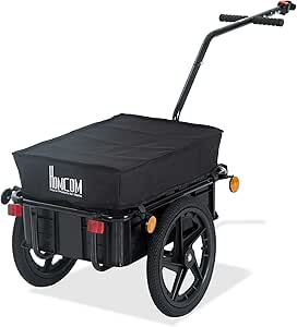 HOMCOM Remorque vélo remorque de Transport pour vélo 144L x 59l x 80H cm Barre d'attelage Universelle Acier Noir