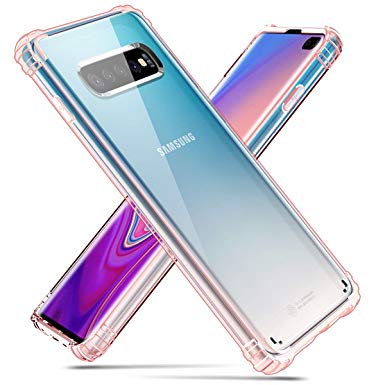 Hocase Galaxy S10 Plus Case, SM-G975 Case, Shock Absorption TPU Rubber Bumper Corners Anti-Scratch Clear Hard Back Hybrid Slim Protective Case for Samsung Galaxy S10 Plus 2019 - Rose Gold