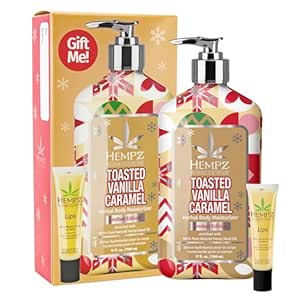 Hempz Toasted Vanilla Caramel Gift Set, Body Lotion and Lip Balm, for Men & Women