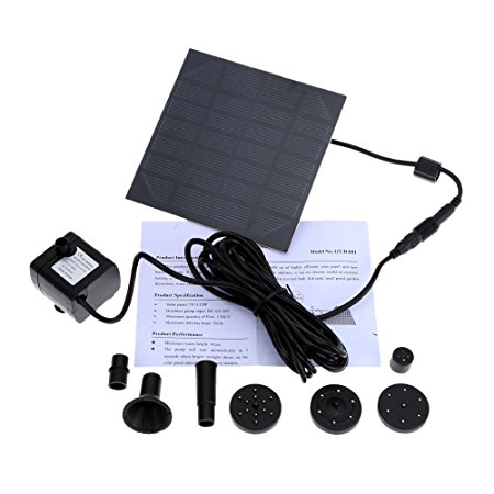 Anself Solar Panel Power Submersible Fountain Pond Water Pum