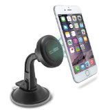 TechMatte MagGrip Dashboard and Windshield Magnetic Universal Car Mount Holder for Smartphones including iPhone 6 6S Galaxy S6 S6 Edge - Black