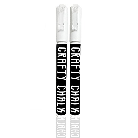 Liquid Chalk - For blackboard contact paper - menu board - white marker - 2 pack - Marker Set - Dry Erase Markers for Kids - Design - Get Crafty Chalk markers - Draw on Windows - create art -3mm tip