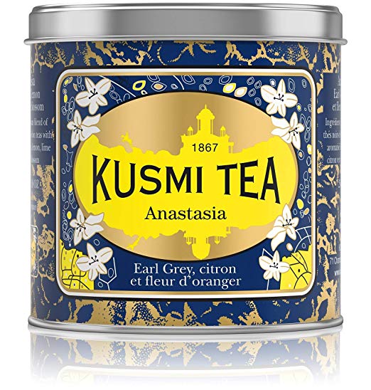 Kusmi Tea - Anastasia - Russian Blend Black Tea with Combination of Bergamot, Lemon, Lime & Orange Blossom Essential Oils - 8.8oz of All Natural Loose Leaf Black Tea in Metal Tin (100 Servings)