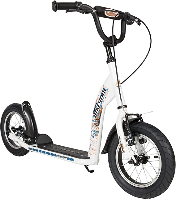 BIKESTAR Kick Scooter with brakes, mudguard and air tires for Kids 7 year old | Sport Edition with Alloy Wheels 12 Inch |