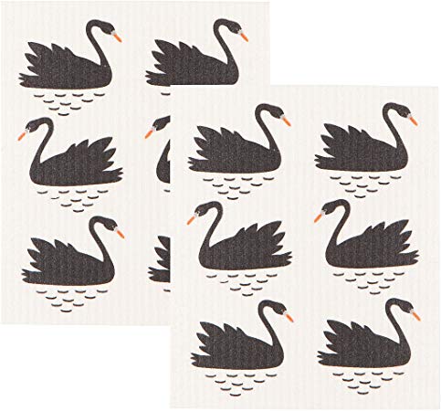Now Designs Swedish Dishcloths, Set of 2, Swan Lake Print