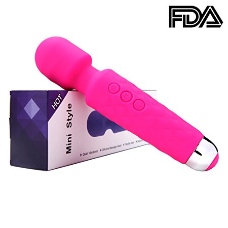 Vibrator Electric Wand Massager Rechargeable with 8 Powerful Speeds & 20 Patterns Multi-speed Wand, Wireless, Power Vibrator Wand Massager for women (Pink)
