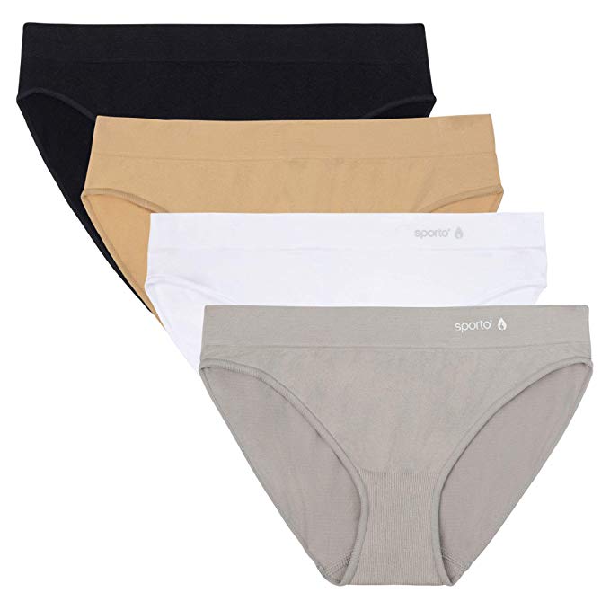 sporto Womens Seamless Panty Bikini Underwear Pack of 4