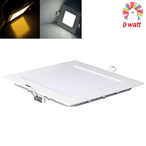 TOPL Ceiling Light Panels , AC85-265V 6-inch Ultra-Thin Square LED Recessed Panel Light , 9W 3000K (Warm White) 135MM Back Hole Size for Home / Office / Commercial Lighting
