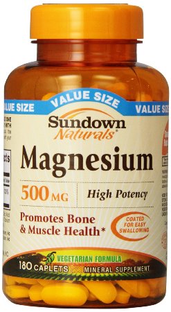 Sundown Naturals Magnesium 500 mg, 180 Caplets