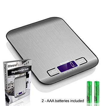 o1brand Digital Food Scale, Stainless Steel, LCD, 5000g(max), Tare Function, Kitchen Scale, Healthy Eating, Scales Digital Weight Grams, Electronic Scale, Small Scale, Baking Scale, Herb Scale