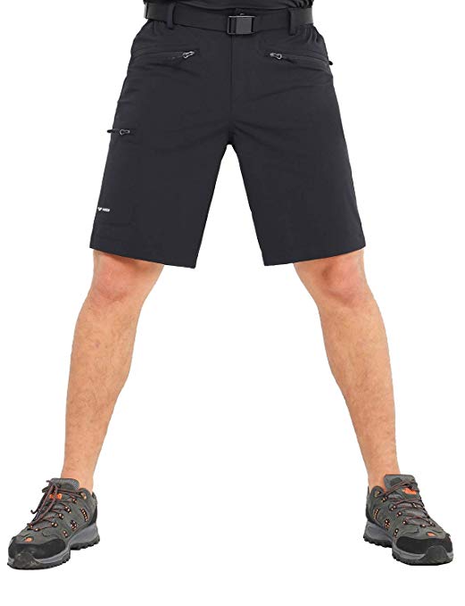 MIER Men's Quick Dry Cargo Shorts Lightweight Stretch Travel Hiking Shorts with 5 Zipper Pockets, Water Resistant