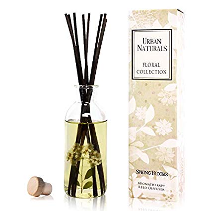 Urban Naturals Spring Blooms Scented Reed Diffuser Oil Set | Real Flowers in The Bottle! Bulgarian Rose, Egyptian Jasmine, Blue Orchid, Lily of The Valley, Amber | Great Idea