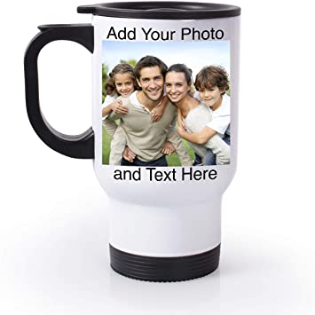 Personalized Travel Mugs with Picture - Custom Travel Mug with Photo, 14oz Photo Travel Mug, Custom Tumbler Personalized, Personalized Travel Coffee Mug with Lid