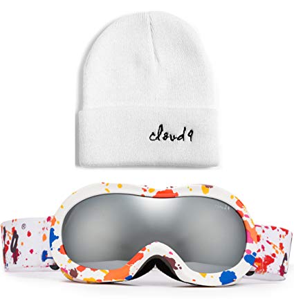 Cloud 9 -Professional Girls Ski Goggles Unique Splatter Paint Anti-Fog Windproof UV400 Dual Lens Triple Layers Foam Snowboarding Snow Goggles (1 Pair ONLY, Choose Your Color)
