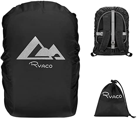Ryaco Waterproof Backpack Rain Cover, 15-50L Rucksack Cover with Antislip Cross Buckle Strap and Reflective Stripes for Hiking Camping Traveling Cycling