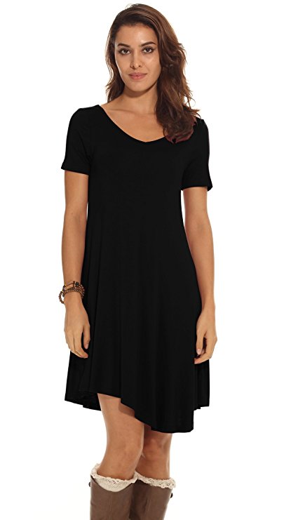 POSESHE Women's Short Sleeve Casual Loose T-Shirt Dress